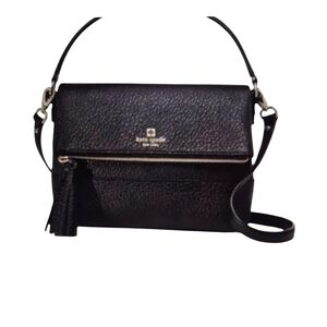 kate spade Black Pebbled Leather Crossbody with Tassel